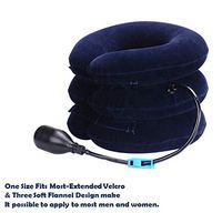 Bargain Crusader Upgraded Version Premium Flannel Inflatable Cervical Neck Traction Air Inflatable Pillow Neck Head Stretcher Pain Relief Collar (for Adults, Dark Blue)