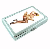 Pinup Navy Girl Metal Silver Cigarette Case Holder RFID-Blocking Wallet