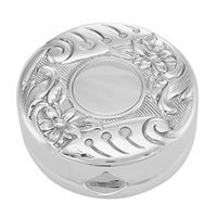 Sterling Silver Floral Engravable Pillbox - Made in USA