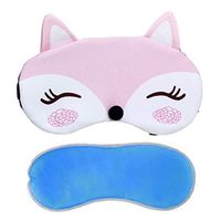 Funny Animal Pink Fox Eye Sleep Mask with Ice Pack for Blindfold Eyeshade for Men and Women Kids Sleeping Aid Blindfold Blocks Light,Super Soft and Light for Puffy Eyes, Adjustable Strap