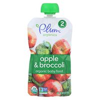 Plum Organics Baby Food - Organic - Broccoli and Apple - Stage 2-6 Months and up - 4 oz - Case of 6