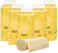 Jiangya 10 Home Kitchen Toilet Tissue Rolls of Household Bamboo Pulp Natural Toilet Paper, Soft Toilet Paper Coreless Web Soft Skin-Friendly Paper Towels