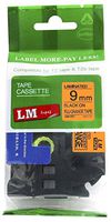 LM Tapes - Compatible with Brother PT-D210 3/8" (9mm 0.35 Laminated) Black on Bright Orange (Fluorescent) Compatible TZe P-Touch Tape for ptouch Model PTD210 Label Maker with Great Tape Guide Included