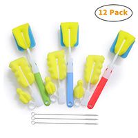 UUSHER Sponge Bottle Brush, Baby Bottle Brush Set with Straw and Nipple Brush