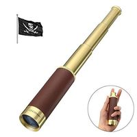 Pirate Brass Telescope，SGODDE 25x30 Zoomable Spyglass，Collapsible Handheld Monocular Scope with Day Night Version for Kids,Gifts,Travel, Hiking, Hunting,Pirate Navigation