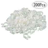 XLX 200pcs White Nylon R-Type Cable Clamp Fastener for 1/2 Inch (12.7mm) Dia Wire Tube (Plastic Wire Cord Clip Fixer)