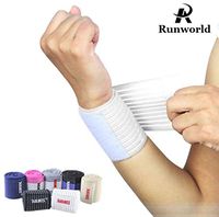 Runworld (1 Pair) Elastic Breathable Wrist Support Brace Compression Bandage Wrap for Men Women Weightlifting, Cross Training, Workout, Gym, Powerlifting, Bodybuilding (White)