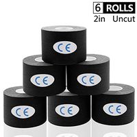 AUPCON Sports Kinesiology Tape Uncut Hypoallergenic Breathable Muscle Tape Therapy Recovery Support for Knee Shoulder Ankle Elbow Shin Neck Splints FDA Approved Latex Free (6 Rolls Black)
