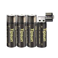 Tipsun USB Rechargeable AA Batteries - Lithium Ion AA Rechargeable Batteries in 1.5V 1000mAh with USB Port Fast Charging, Not Need Extra Batteries Charger