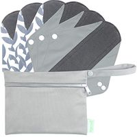 Wegreeco Bamboo Reusable Sanitary Pads (Stylish Pattern) - Cloth Sanitary Pads | Light Incontinence Pads | Reusable Menstrual Pads - 6 Pack Pads, 1 Cloth Mini Wet Bag Bonus (Medium, Luxury)