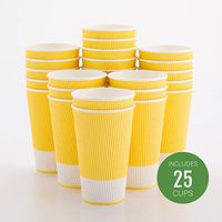 Insulated Paper Coffee Cups - Ripple Wall - Light Yellow - 16 oz - 25ct Box - MATCHING LIDS SOLD SEPARATELY: RWA0360B, RWA0360W, RWA0328LG, RWA0328GR, RWA0328HP, RWA0283W, RWA0283B