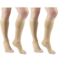 Truform Compression 20-30 mmHg Knee High Open Toe Stockings Beige, 2X-Large, 2 Count