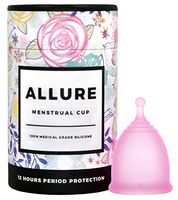 Allure Menstrual Cup - Most Comfortable - Reusable Soft Period Cup with Cute Storage Bag - Tampon Alternative (Pink/Small)