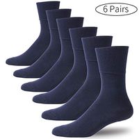 Forcool Better Circulatory Socks Diabetic, Men's Women's Dry Fit Seamless Toe Comfortable Non Binding Cushioned Healthy Edema Cotton Socks, 6 Pairs Navy Blue X Large