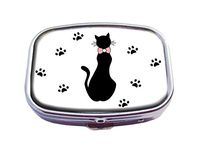 Top A Cat Custom Personalized Square Pill Box Decorative Box Vitamin Container Pocket Or Wallet (Cat -8)