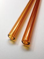 Set of 2-Beautiful, Crystal Clear, Amber Drink Straws 9.5mm x 8" w/Brush