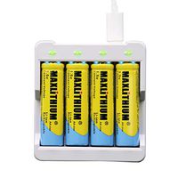 AA Batteries Lithium-ion Rechargeable 1.5v Constant Voltage 4 Pack with Charger