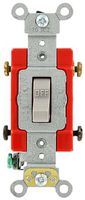 Leviton 1222-2GY 20 Amp, 120/277 Volt, Toggle Double-Pole AC Quiet Switch, Extra Heavy Duty Grade, Self Grounding, Back and Side Wired, Gray