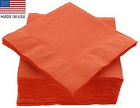 Amcrate Big Party Pack 125 Count Orange Beverage Napkins - Ideal for Wedding, Party, Birthday, Dinner, Lunch, Cocktails. (5” x 5”)