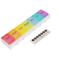 HRX Package 7 Day Pill Container Vitamin Organizer with Push Button, Weekly Easy Open Pill Box Case with 7 Compartments (Colorful)