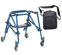 Drive Nimbo 2G Lightweight Posterior Walker with Seat, Medium, Knight Blue & Free Front Zip Pocket Medical Utility Black Bag! - #KA3200S-2GKB