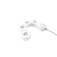 Quirky PPVJ1-GR01 Pivot Power 4 Outlet - 2 FT Cord, Flexible Surge Protector Power Strip Junior - White/Grey