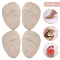 Metatarsal Gel Pads 2 Pairs Ball of Foot Cushions for Pain Relief Heel Forefoot Cushion 2 Pairs Anti-Slip Sole Pad (Cream)