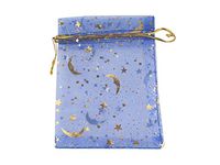 QIANHAILIZZ 100 Moon Star Organza Jewelry Gift Pouch Candy Pouch Drawstring Wedding Favor Bags (Royal Blue, 7 x 9 inch)
