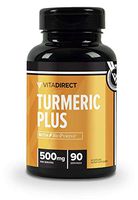 VitaDirect Premium Turmeric Curcumin Plus Supplement (with 20mg BioPerine, Black Pepper Extract) 500mg, 90 Vegetarian Capsules, 95% Curcuminoids Supplement