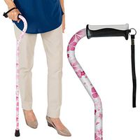 Vive Walking Cane - for Men & Women - Portable, Adjustable Offset Balance Stick - Lightweight & Sturdy Mobility Walker Aid for Arthritis, Elderly, Seniors & Handicap (White Floral)