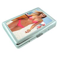 New Jersey Pin Up Girls USA S7 Silver Cigarette Case Metal Wallet Id Holder King & 100's 4" X 2.75" RFID Protection