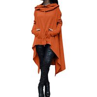 Howstar Womens Irregular Tunic Sweatshirts Dress Long Pullover Hoodie with Pocket (2XL, Orange)
