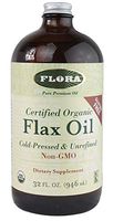 Flora Organic Flax Oil, 32 oz - Fresh Cold-Pressed & Pure - Non GMO & Gluten Free