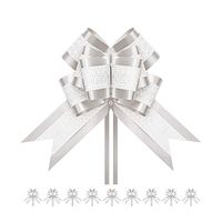 PACKHOME 10 Extra Large Gift Bows, 7.5 inches, Pull Ribbons and Bows for Gifts, Gift Wrap Bows for Decorating Presents Silver