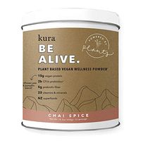 Kura Plant Based Protein Wellness Powder, Chai Spice, 15g Protein, 23 Vitamins & Minerals, Nz Superfoods, Non-GMO, Gluten Free, Stevia Free, New Zealand Born (14.3 Oz)