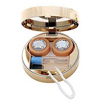 Sinofun Cute Contact Lens Travel Case, Premium Round Easy Carrying Contact Lens Container Holder Kit, with Solution Bottle/Tweezers/Stick Connection/Lens Holder/Mirror