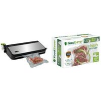 FoodSaver FM2435-ECR Vacuum Sealing System with Bonus Handheld Sealer and Starter Kit, Silver & FoodSaver 8" & 11" Rolls with unique multi layer construction, BPA free, Multi-Pack