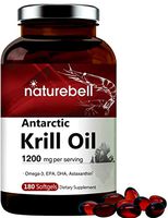 Maximum Strength Antarctic Krill Oil Supplement, 1200mg Per Serving, 180 Softgels, Source of Natural Omega 3, EPA, DHA and Astaxanthin, No GMOs