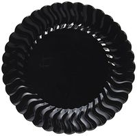 Fineline Settings 18-Piece Flairware Shell Edged China-Like Plate, 7.5-Inch, Black