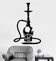 Kezhie Wall Decal Quote Words Lettering Decor Sticker Wall Vinyl Hookah Shisha Skull Arabic Smoking Bar