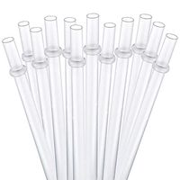 Dakoufish 12 Piece 11 Inch Reusable Plastic Thick Drinking Straws BPA Free Mason Jar Straws Plain Color