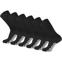6 Pairs of Non-Skid Diabetic Crew Socks, Non Binding Top Therapeutic Cotton Gripper Socks (Black, Size: 10-13)
