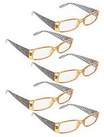 READING GLASSES 5 Pack Polka Dots Patterned Temples Readers (Brown, 2.25)