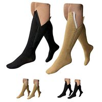 HealthyNees 15-20 mmHg Zipper Compression Wide Big Calf Socks 2 Pack Closed Toe (2 Pairs Mix, XL)