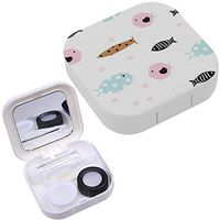 Portable Contact Lens Case Box Travel Kit Mirror + Bottle + Tweezers Container Holder [ Cute Colorful Fishes ]