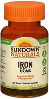 Sundown Naturals Iron 65 mg Tablets - 120 ct, Pack of 4