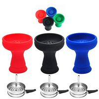 Silicone Hookah Bowl Set Tobacco Bowl with Stainless Steel Heat Management Chimney Charcoal Holder Shisha Bowl (RED)