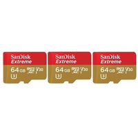 SanDisk 3x Extreme 64GB Class 10 U3 microSDXC Memory Card, Up to 90MB/s Read and Up to 40MB/s Write Speed