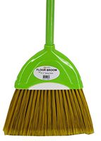 Uniware Angled Floor Broom with 47.2" Metal Broomstick, Made in Turkey (Green)