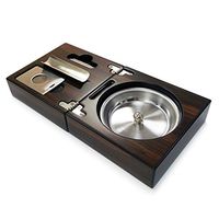 OYHBO Wooden Cigar Ashtray Set with Cigar Cutter and Punch Foldable Collection Perfect for Most Cigars